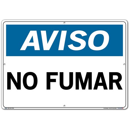 Vestil Aluminum Sign, 14-1/2" Height, 20-1/2" Width, Aluminum, Rectangle, Spanish SI-N-37-E-AL-080-S